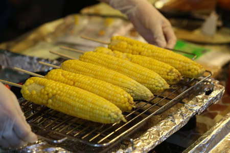 grilled fresh cornの写真素材