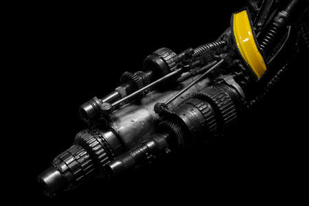 machine gun , machinery part backgroundの写真素材