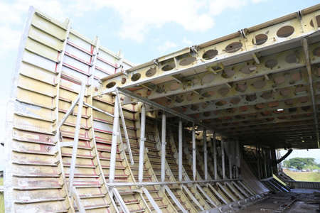 Airplane structure under heavy maintenanceの写真素材