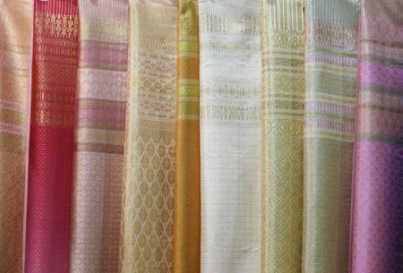 Thai silk fabric, texture backgroundの写真素材