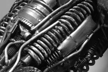 old gear and chain, closeup machinery part backgroundの写真素材