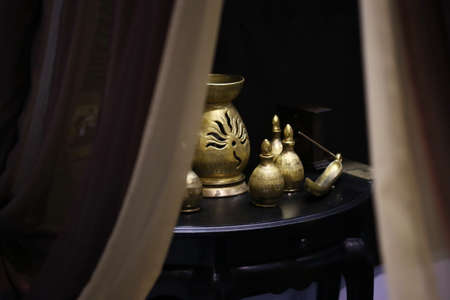 bronze Aroma burner herb setの写真素材