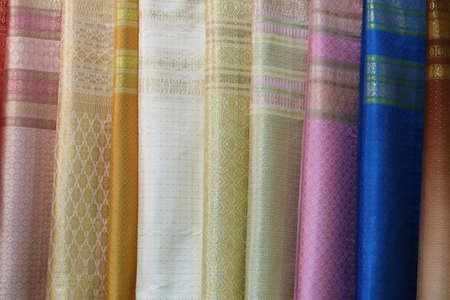 Thai silk fabric, texture backgroundの写真素材