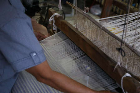 Weaving, traditional Asia loom detailの写真素材