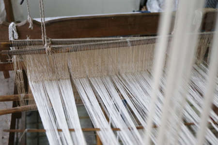 cotton on the loom backgroundの写真素材