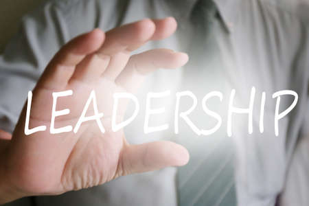 businessman hand, leadership textの写真素材