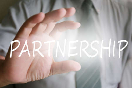 businessman hand, parnership textの写真素材