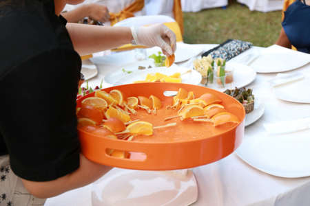 Prepare Acidless Orange on plateの写真素材