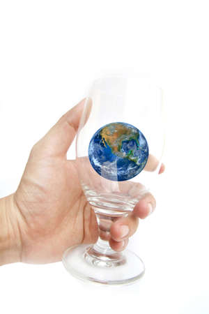the earth in water grassの写真素材