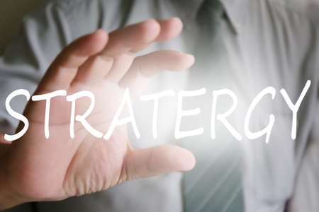 businessman hand, stratergy textの写真素材