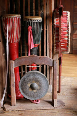 many of northern Thai style drumsの写真素材