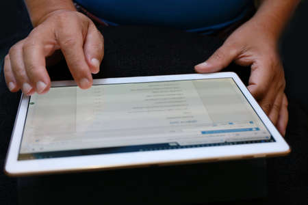 businessman using tablet for workの写真素材