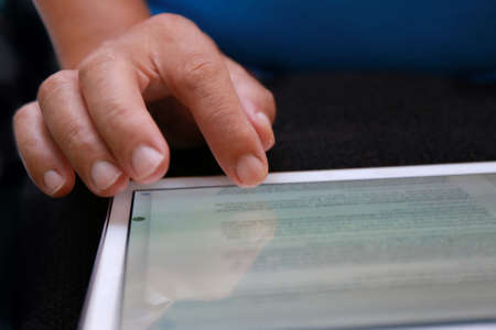 businessman using tablet for workの写真素材