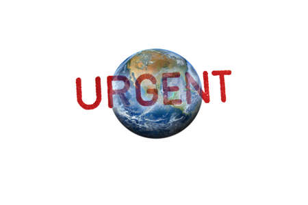 URGENT stamp on the earthの写真素材