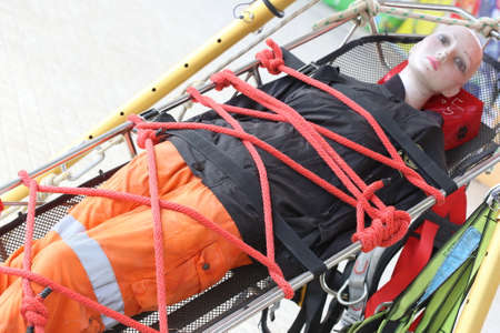 first aid ,emergency cradle with dollの写真素材