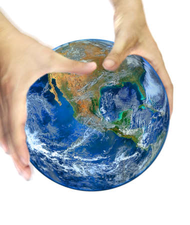hand hold the earthの写真素材