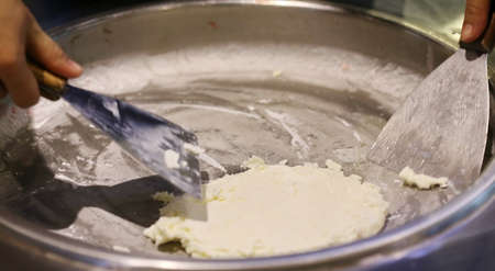 cooking fried ice cream shopの写真素材