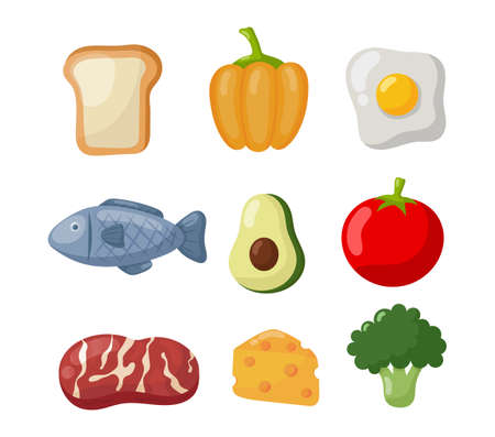 grocery food icons isolated on white background. illustration vector.のイラスト素材