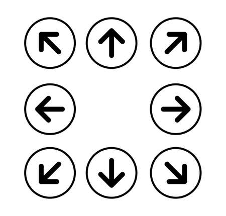black arrows icons set Isolated on white background. vector illustration.のイラスト素材