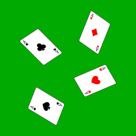 set four aces playing cards suits. winning poker hand Isolated on white background. vector...