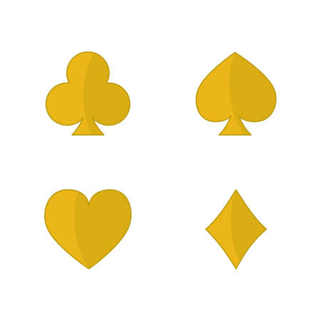 Suit of playing cards Golden icons Isolated on white background. Vector Illustration.のイラスト素材