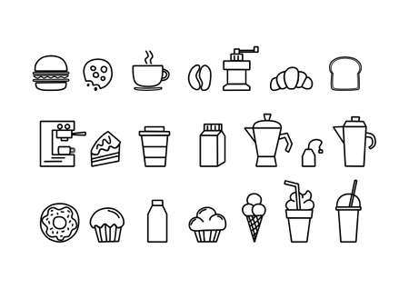 Set of linear icons for coffee shop with White Backgroundのイラスト素材
