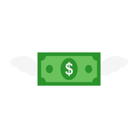 Dollar money banknotes with wings icon.のイラスト素材