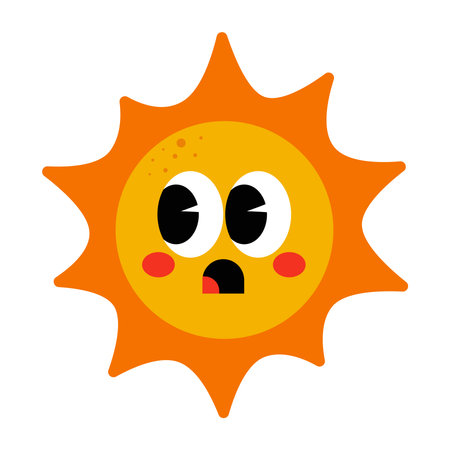 Funny cartoon sun little facesのイラスト素材