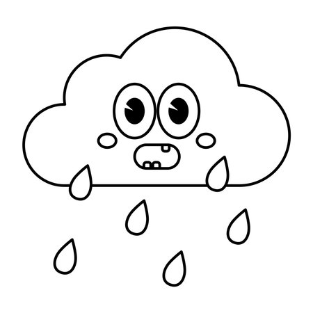 wet and rainy weather with drops icon.のイラスト素材