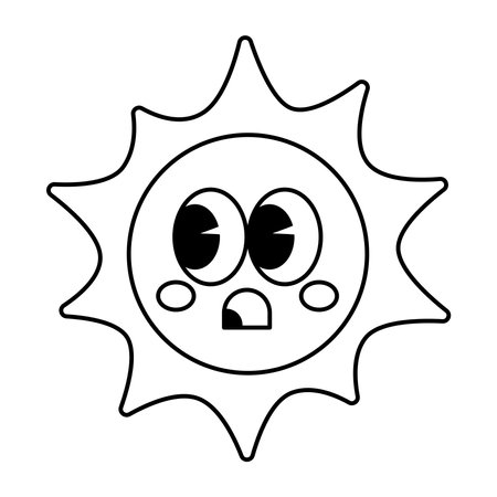 Sun star line outline iconのイラスト素材