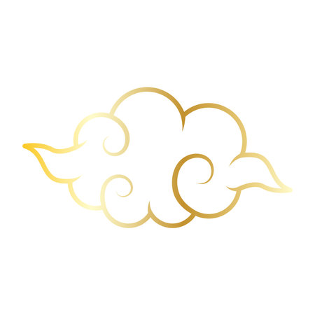 Golden chinese cloud line icon.のイラスト素材