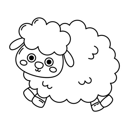 Cute cartoon sheep line iconのイラスト素材