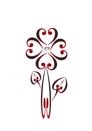 Heart-shaped flowers on white backgroundのイラスト素材