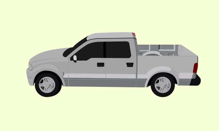 4 door pickup truck showing side view, template for branding advertisement,design style,Vector illustration.のイラスト素材