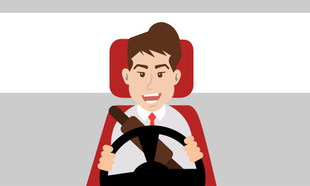 Young business men are driving cars.Flat vector illustration.のイラスト素材