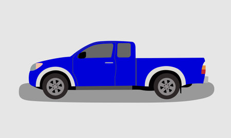 Blue pickup truck showing side view. Template for branding advertisement,design style,vector illustration.のイラスト素材