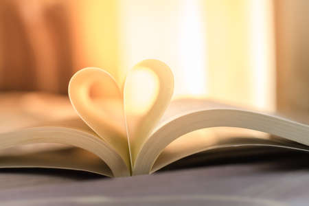 Heart from a book page concept for valentine's dayの写真素材
