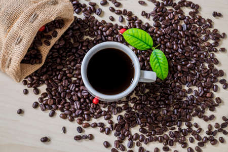 Coffee cup and coffee beansの写真素材