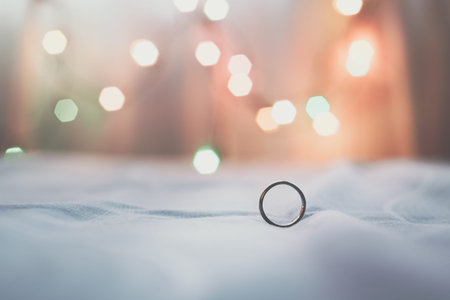 ring  placed on a bedの写真素材
