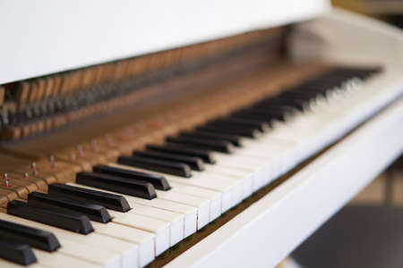 Old Piano, keyboard keys shot across the piano keysの写真素材