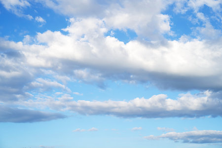blue sky background with tiny cloudsの写真素材