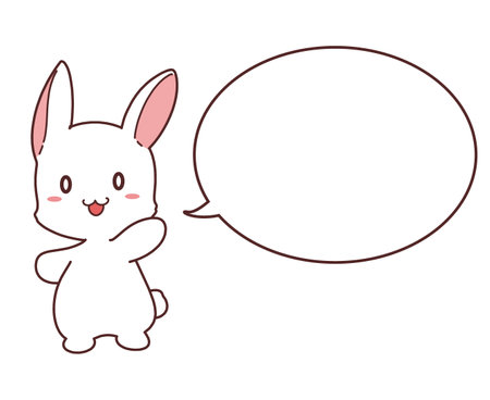 Rabbit illustration and speech bubbleのイラスト素材