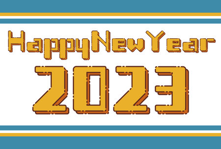 2023 New Year's card material with happy New Year charactersのイラスト素材