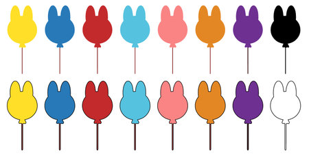 Rabbit shaped balloons illustration stock setのイラスト素材