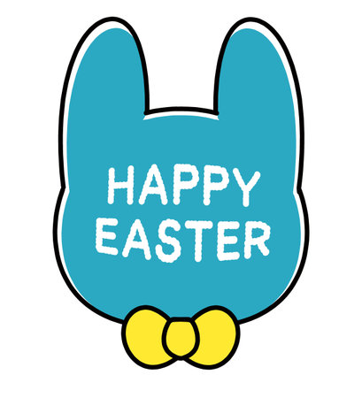 HAPPY EASTER letters and rabbit Easter illustration materialのイラスト素材