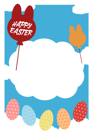 Easter greeting card in the blue skyのイラスト素材
