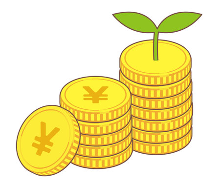 Illustration of a coin with a Â¥ markのイラスト素材