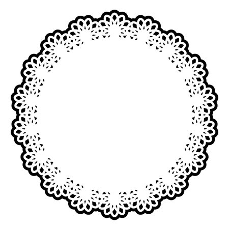 Circular lace-style decorative parts only in blackのイラスト素材