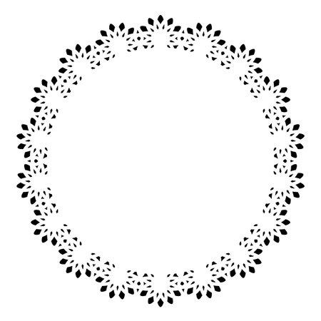 Circular lace-style decorative parts only in blackのイラスト素材