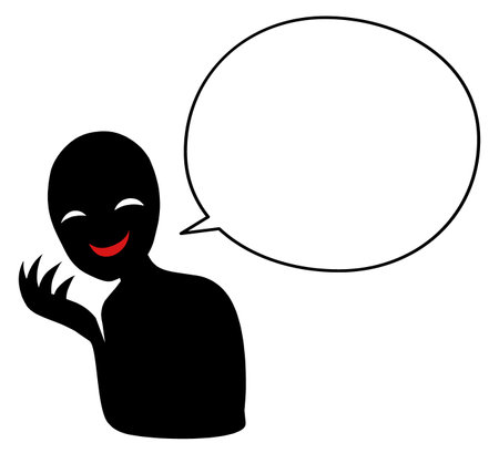 Illustration of a person in silhouette of villain image and speech bubble materialのイラスト素材